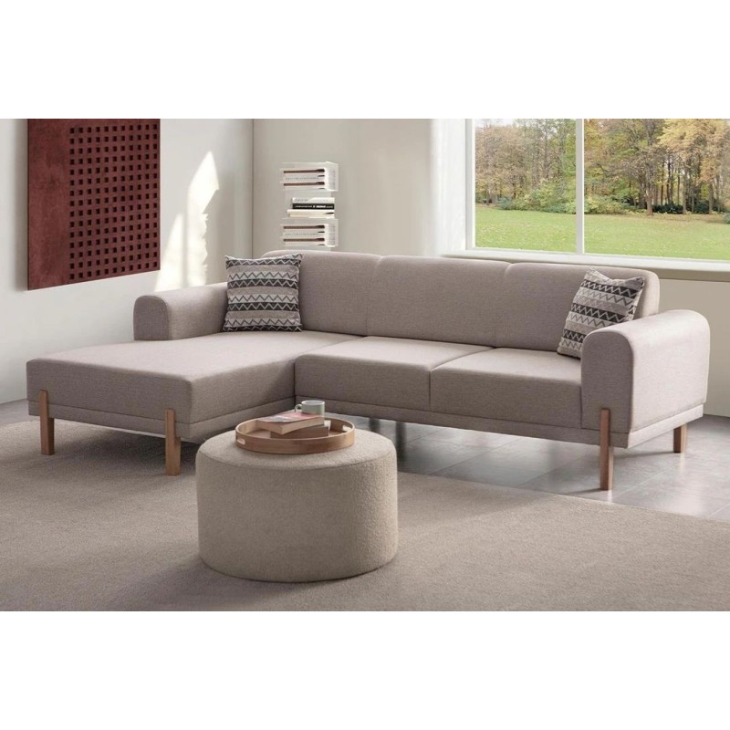 Corner Sofa-Bed Mocha Relax Left - Cream Cream