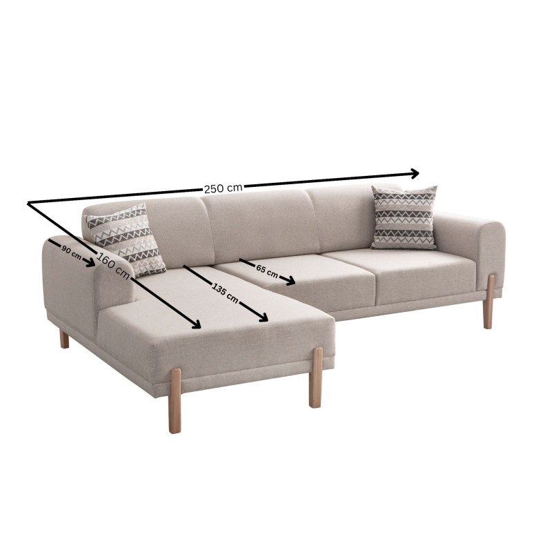 Corner Sofa-Bed Mocha Relax Left - Cream Cream