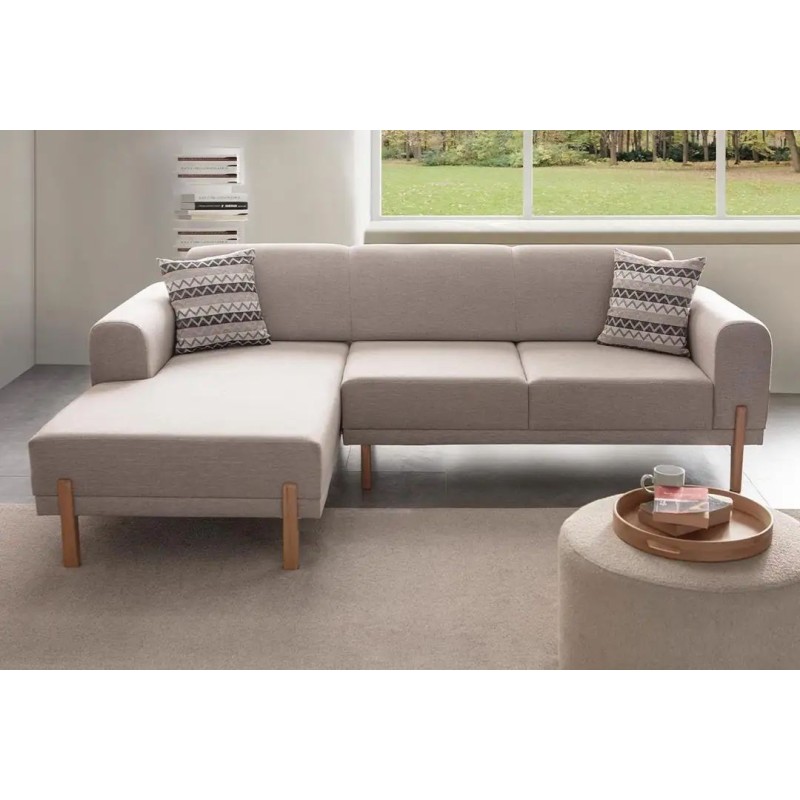 Corner Sofa-Bed Mocha Relax Left - Cream Cream