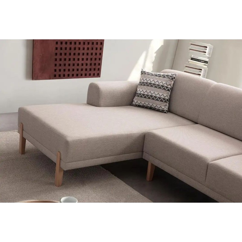 Corner Sofa-Bed Mocha Relax Left - Cream Cream