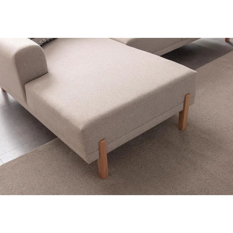 Corner Sofa-Bed Mocha Relax Left - Cream Cream