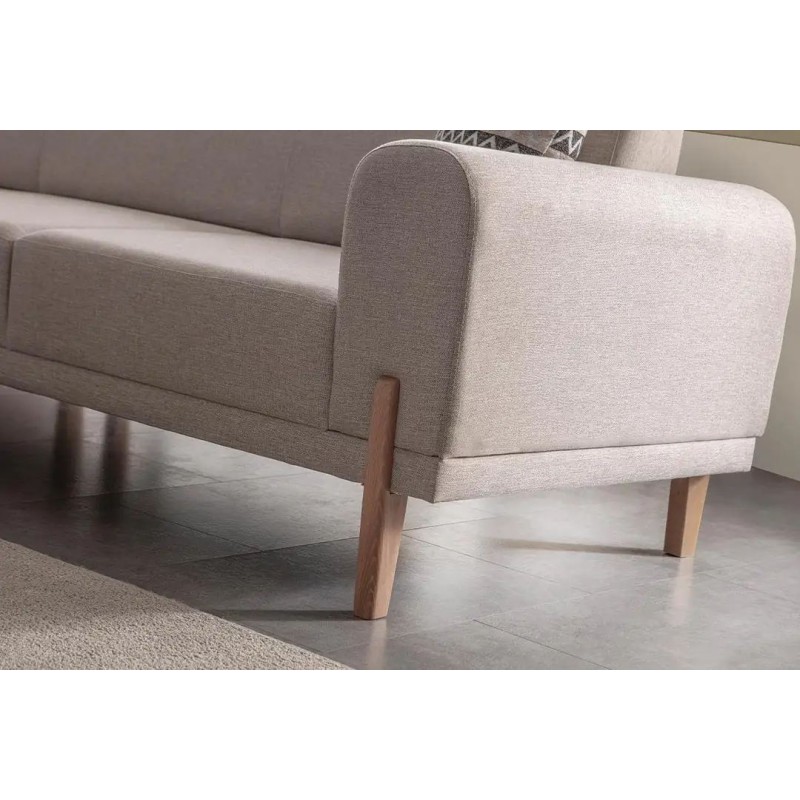 Corner Sofa-Bed Mocha Relax Left - Cream Cream