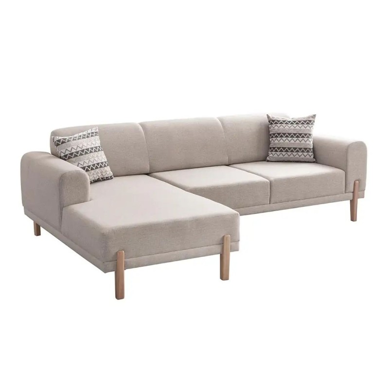 Corner Sofa-Bed Mocha Relax Left - Cream Cream
