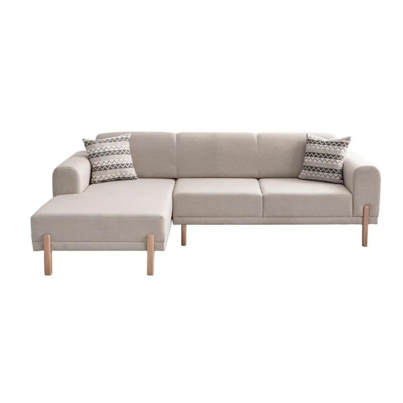 Corner Sofa-Bed Mocha Relax Left - Cream Cream