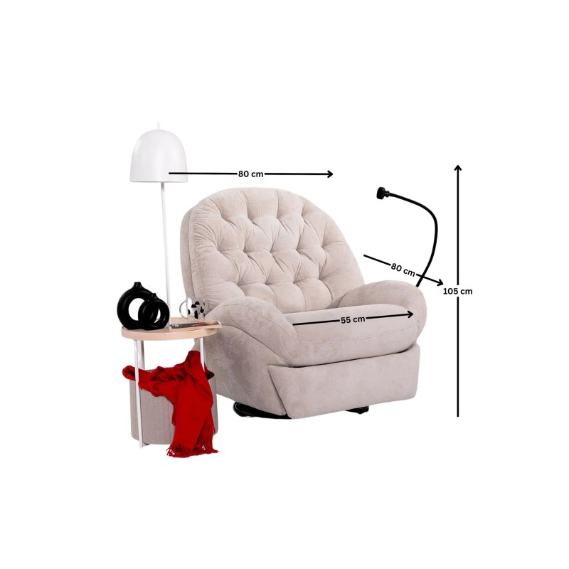 Recliner Dream Electric - Cream Cream