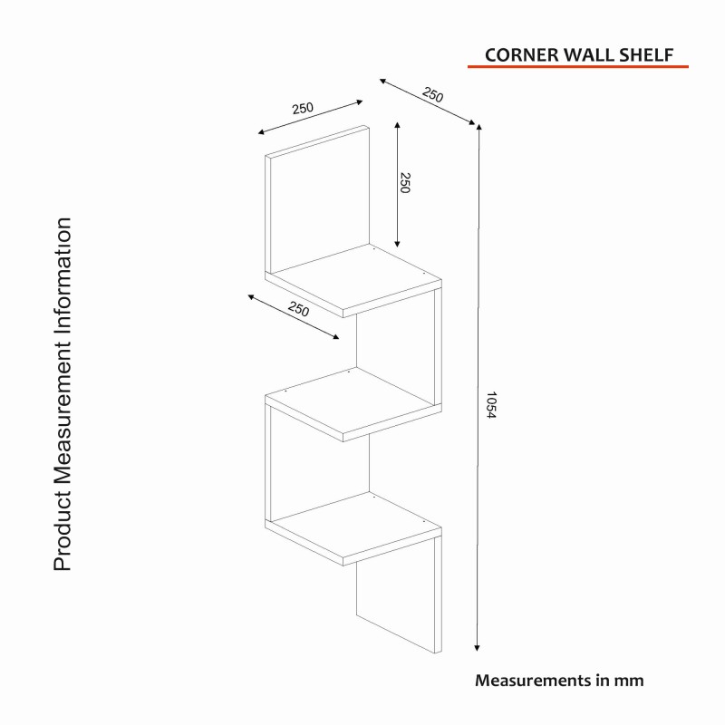Hanah Home Wall Shelf Corner - White White
