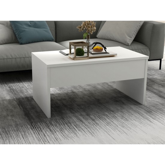 Τραπέζι Σαλονιού Akilli 90x45x52εκ - Χρώμα Λευκό