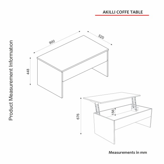 Τραπέζι Σαλονιού Akilli 90x45x52εκ - Χρώμα Λευκό