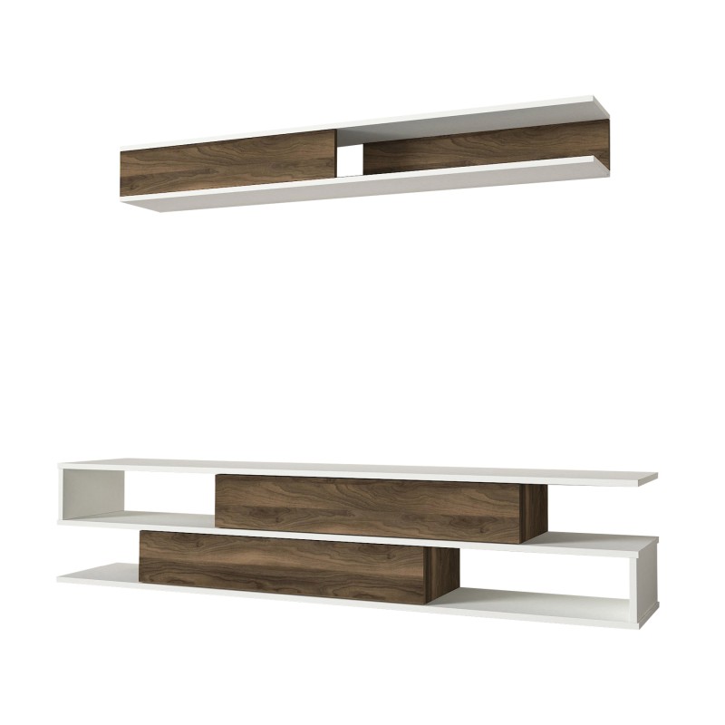 Σύνθεση Τηλεόρασης - Manyetik - Χρώμα Καρυδί Λευκό - 176x31x39.6εκ