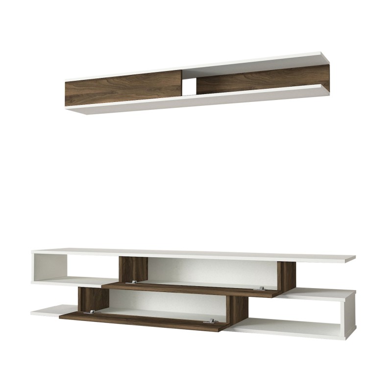 Σύνθεση Τηλεόρασης - Manyetik - Χρώμα Καρυδί Λευκό - 176x31x39.6εκ