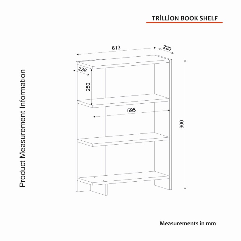 Βιβλιοθήκη - Trilion - Χρώμα Λευκό - 62x24x90εκ