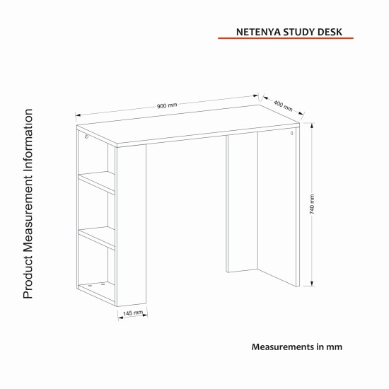Study Desk Netenya - White White Study Desk Netenya - White White