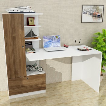 Study Desk Domingos - White, Walnut White
Walnut