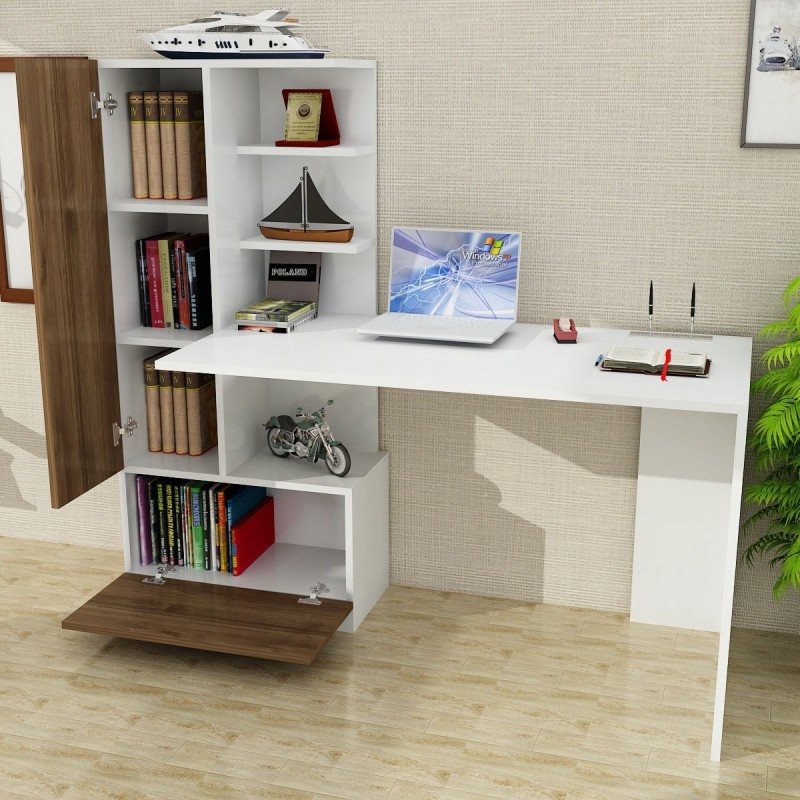 Study Desk Domingos - White, Walnut White
Walnut