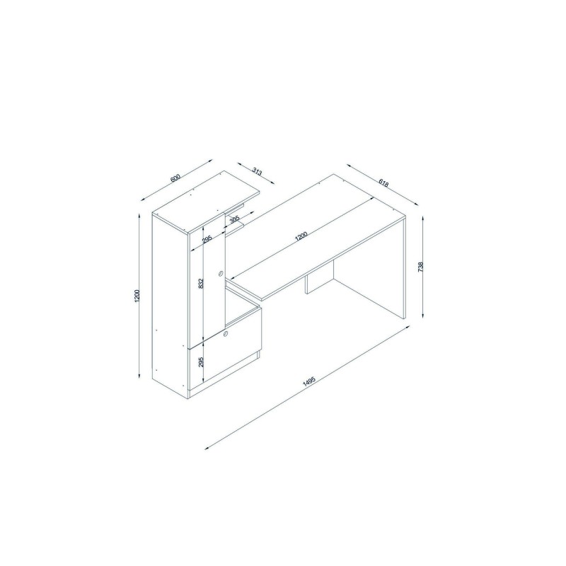 Study Desk Domingos - White, Walnut White
Walnut