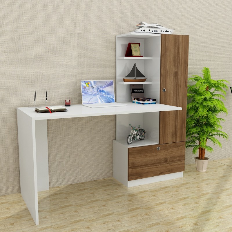 Study Desk Merinos - White, Walnut White
Walnut