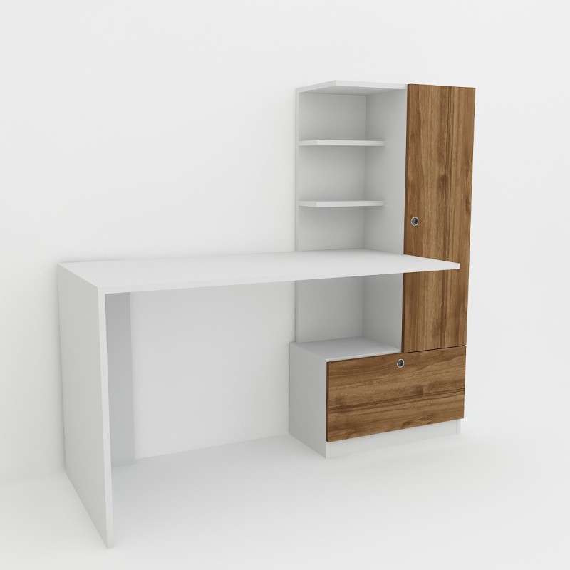 Study Desk Merinos - White, Walnut White
Walnut