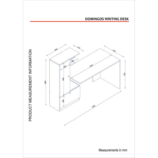 Study Desk Domingos - White White Hanah Home Study Desk Domingos - White White
