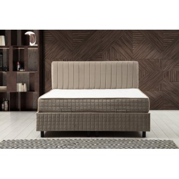 Single Mattress, Base & Headboard Safir Set 120 x 200 - Brown Brown