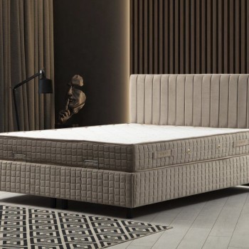 Single Mattress, Base & Headboard Safir Set 90 x 190 - Brown Brown