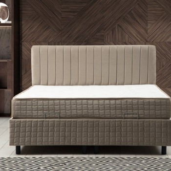 Single Mattress, Base & Headboard Safir Set 90 x 190 - Brown Brown