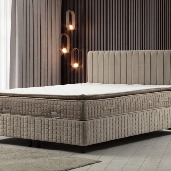 Single Mattress, Base & Headboard Safir Set 120 x 200 v2 - Brown Brown