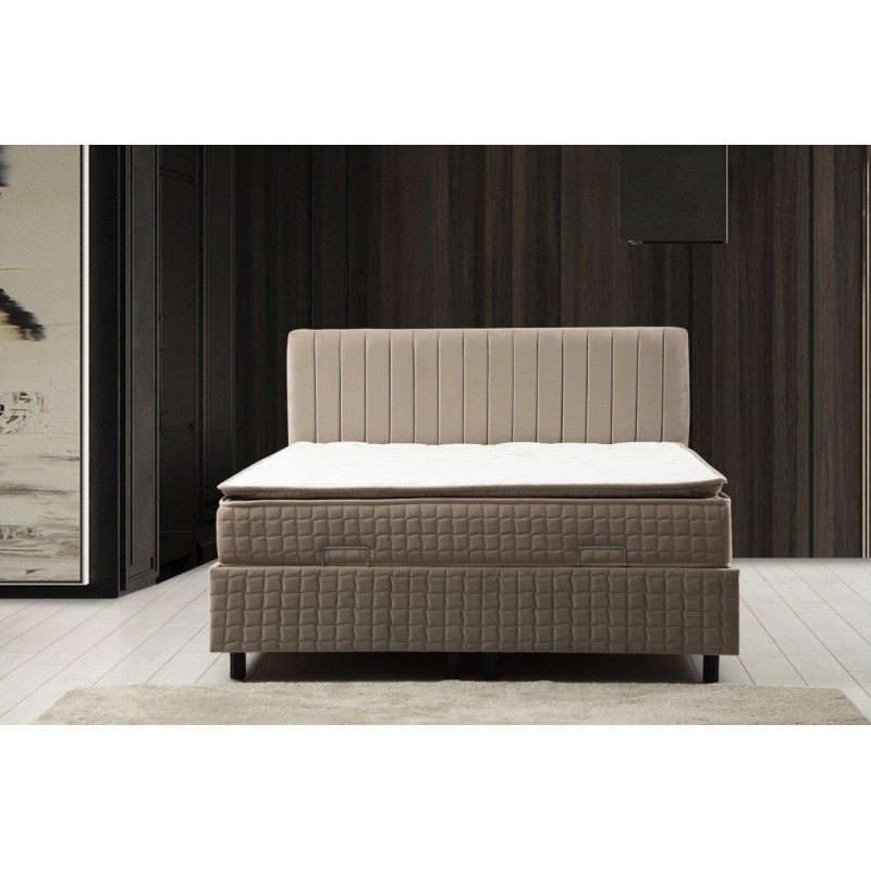 Single Mattress, Base & Headboard Safir Set 90 x 190 v2 - Brown Brown