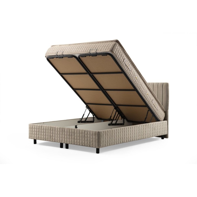 Single Mattress, Base & Headboard Safir Set 90 x 190 v2 - Brown Brown