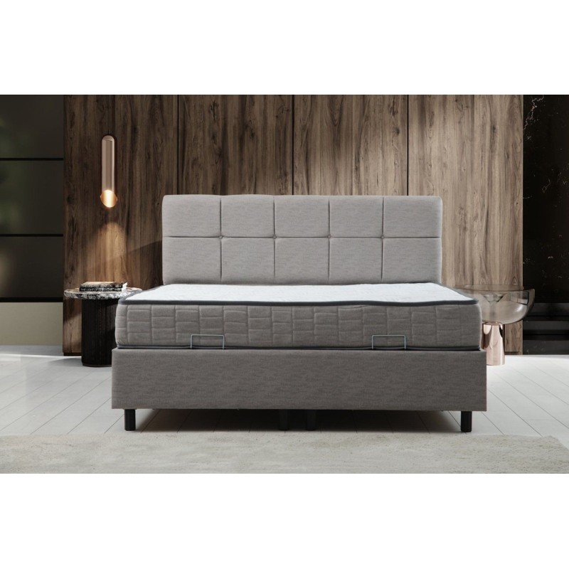 Double Mattress, Base & Headboard Vitalia Set 160 x 200 - Light Grey Light Grey