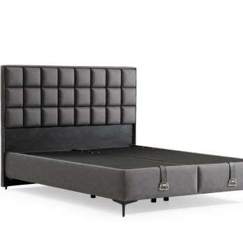 Double Bed Base & Headboard Abella 150 x 200 - Grey Grey