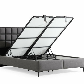 Double Bed Base & Headboard Abella 150 x 200 - Grey Grey