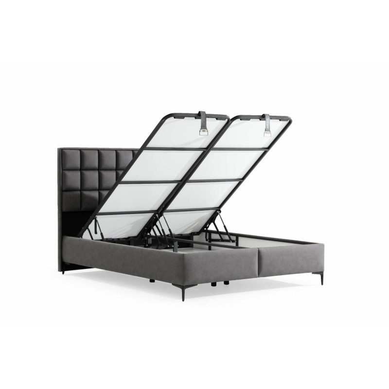 Double Bed Base & Headboard Abella 160 x 200 - Grey Grey