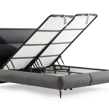 Single Bed Base & Headboard Rise 90 x 190 - Dark Grey Dark Grey