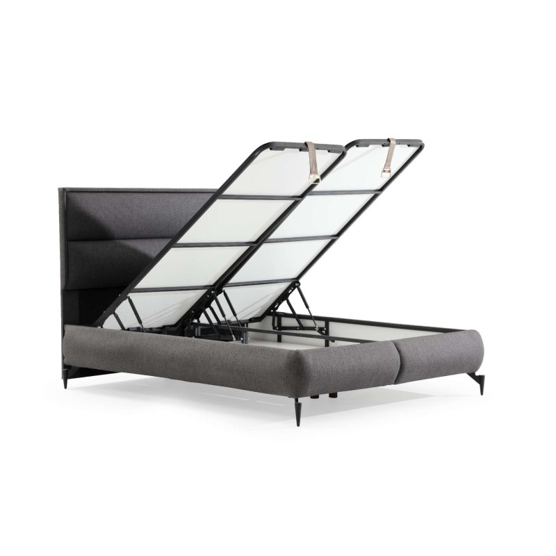 Single Bed Base & Headboard Rise 90 x 190 - Dark Grey Dark Grey