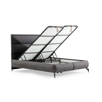 Double Bed Base & Headboard Rise 120 x 200 - Dark Grey Dark Grey