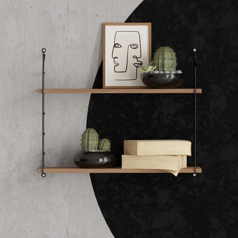 Hanah Home Wall Shelf Armoni 2li - Walnut Walnut