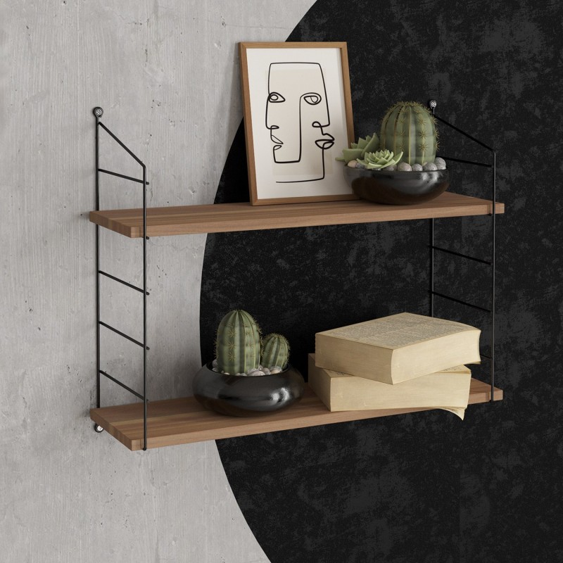 Hanah Home Wall Shelf Armoni 2li - Walnut Walnut