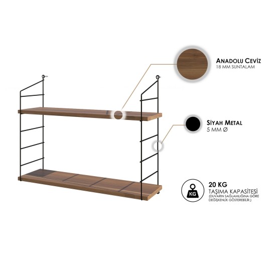 Wall Shelf Armoni 2li - Walnut Walnut Hanah Home Wall Shelf Armoni 2li - Walnut Walnut
