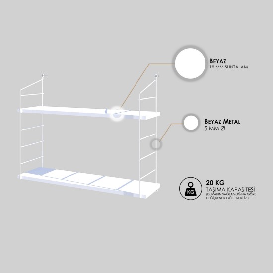 Wall Shelf Armoni 2li - Shiny White White Hanah Home Wall Shelf Armoni 2li - Shiny White White