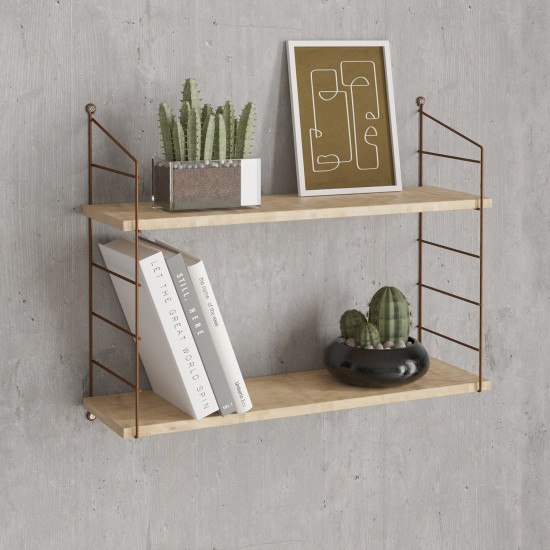 Wall Shelf Armoni 2li - Oak Oak Hanah Home Wall Shelf Armoni 2li - Oak Oak