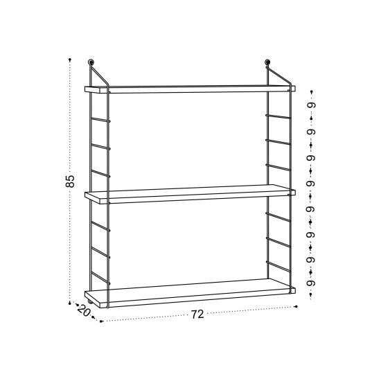 Wall Shelf Armoni 3lü - Oak Oak Hanah Home Wall Shelf Armoni 3lü - Oak Oak