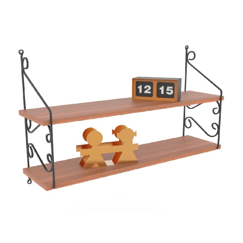 Hanah Home Wall Shelf Seramoni 2li - Walnut Walnut