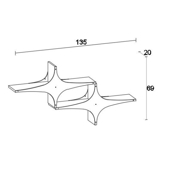 Wall Shelf Susen 2 - Black Black
White