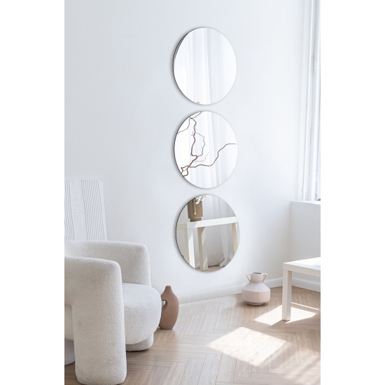Mirror Round - Triple - Diameter: 30 cm - Silver Silver Mirror Round - Triple - Diameter: 30 cm - Silver Silver