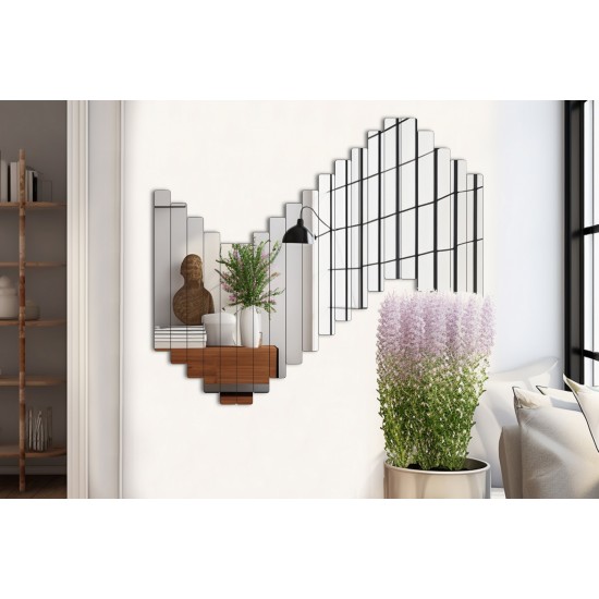Mirror Rectangular Stripe - 5 x 40 cm ( 20 Pieces ) - Silver Silver