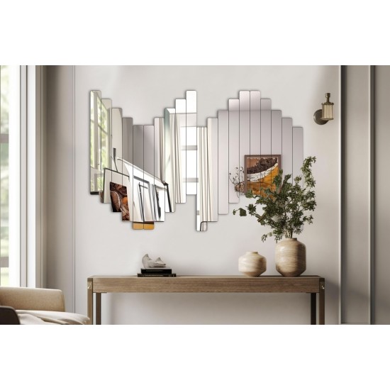 Mirror Rectangular Stripe - 5 x 40 cm ( 20 Pieces ) - Silver Silver