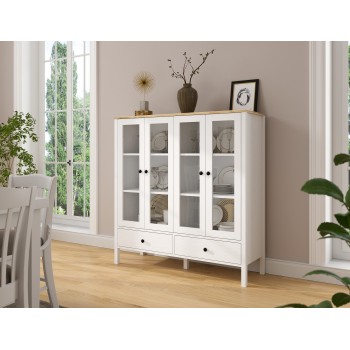 Βιβλιοθήκη - FRN-20071 - Χρώμα Φυσικό Ξύλο, Λευκό - 130x44x136εδκ