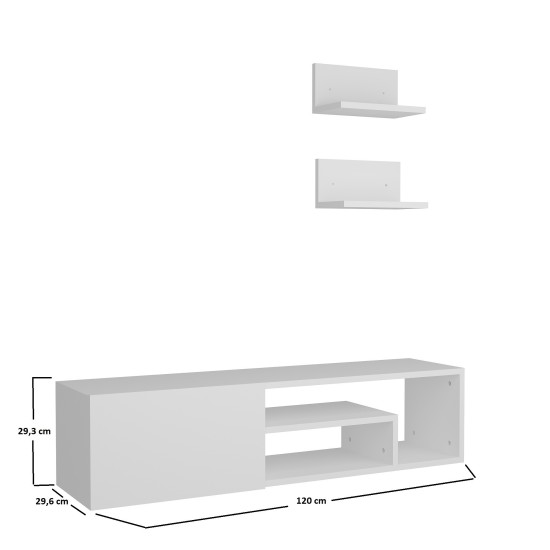 Σύνθεση Σαλονιού Zeplin - Χρώμα Λευκό - 120x29,6x29,3εκ