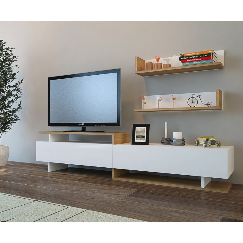 Hanah Home TV Unit Ayaz - White, Teak White
Teak