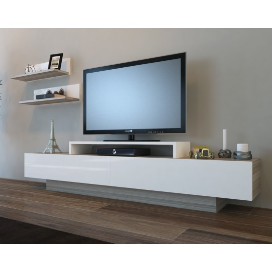 Έπιπλο Τηλεόρασης Lusi - Χρώμα Cordoba Λευκό - 180x31x40εκ